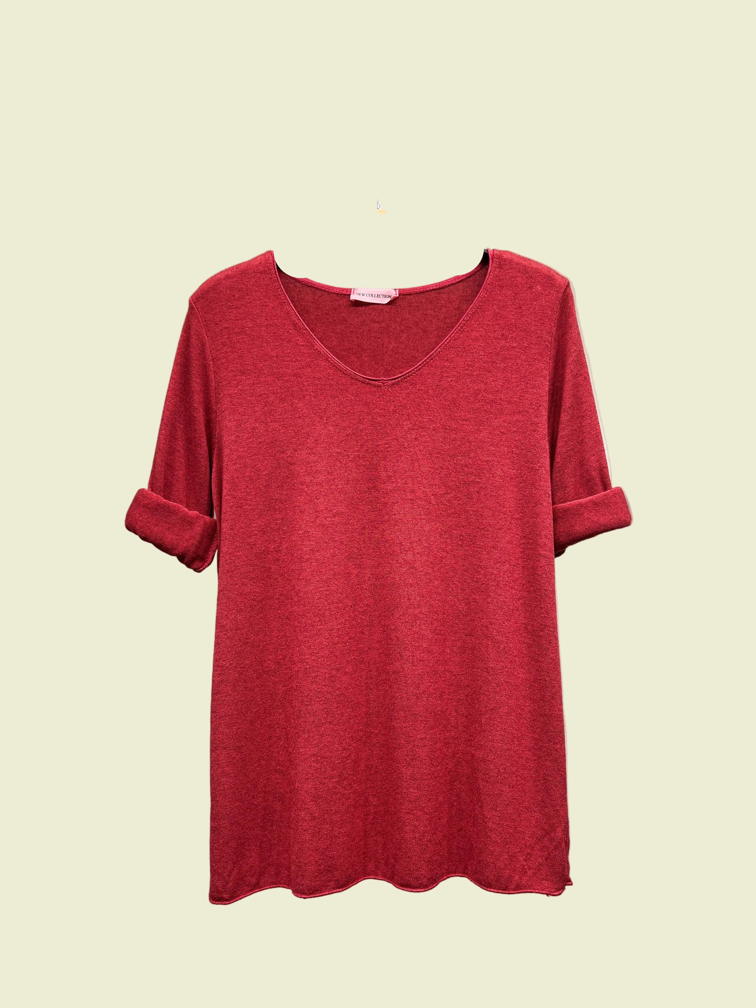 Bordeaux soft long sleeve top with v neck