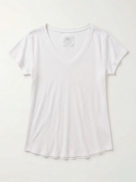 White t-shirt on a light gray background
