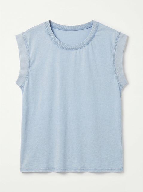 Light blue sleeveless top on a white background