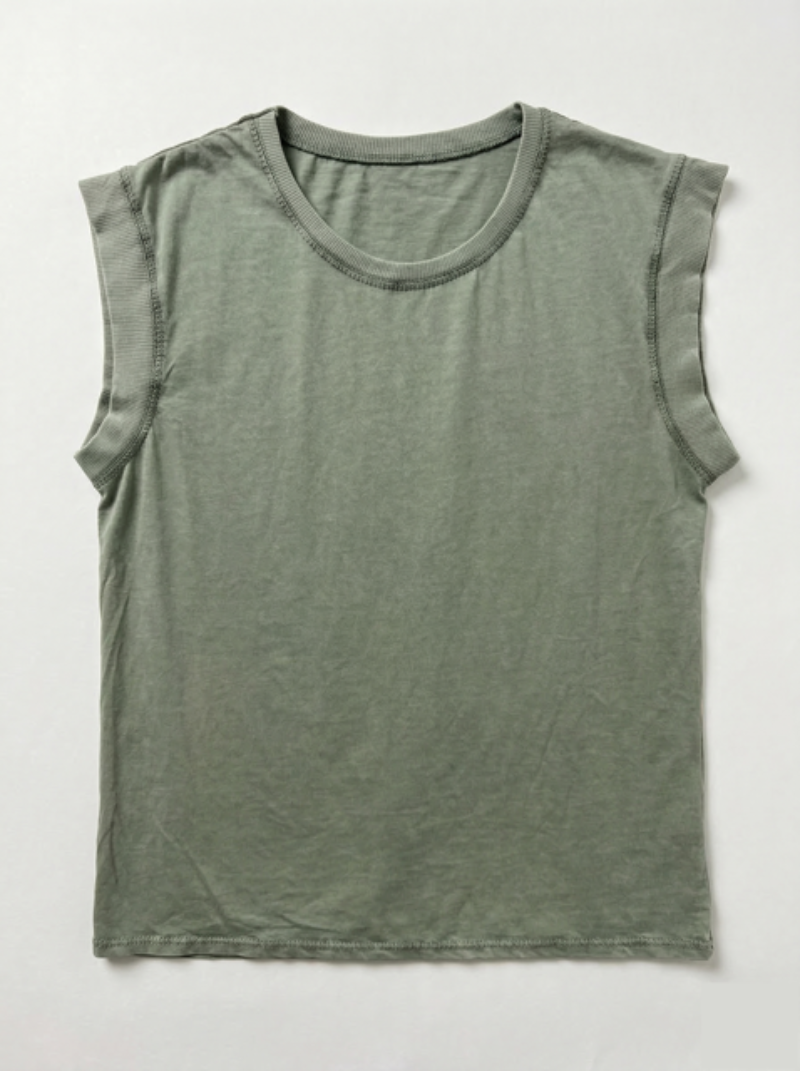 Green sleeveless shirt on a white background