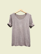 Taupe top with long sleeves and round neck