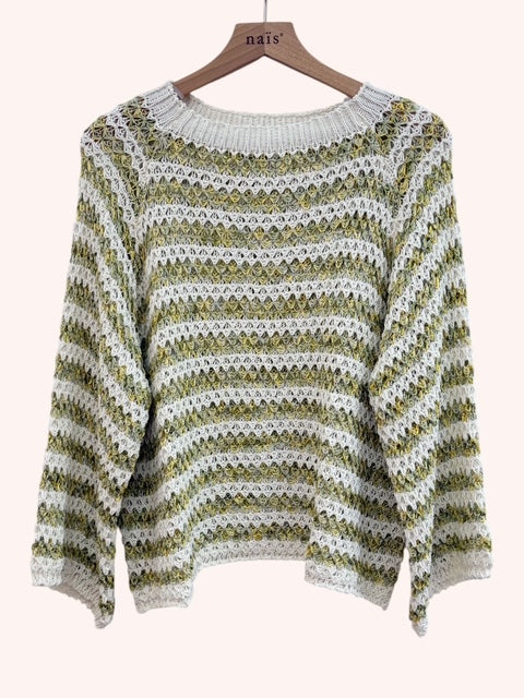 Striped sweater on a hanger with a white background