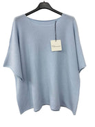 Light blue sweater on a hanger 
