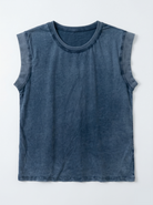 Blue sleeveless shirt on a white background