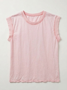 Pink sleeveless top on a light gray background