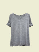Grey v neck long sleeve top