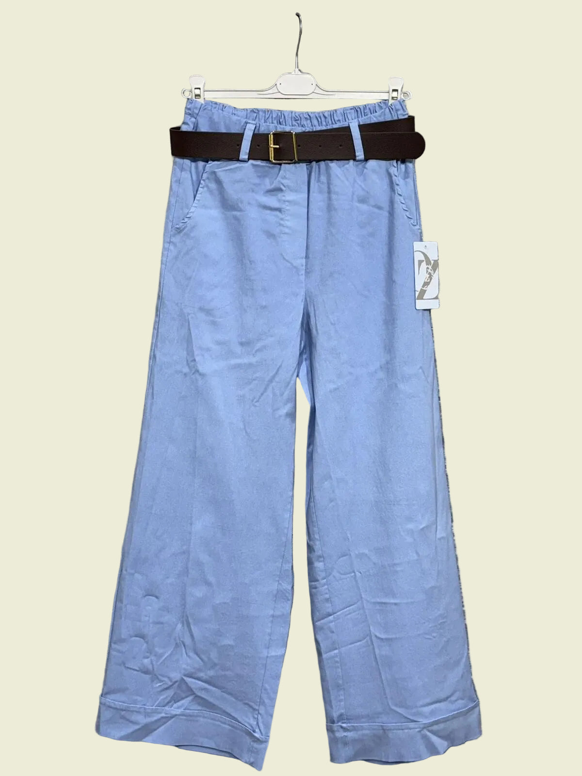 Light blue pants with a belt 