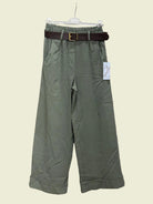 Green pants with a belt