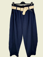 Navy blue pants with belt