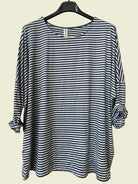 Black and white striped long-sleeve top 