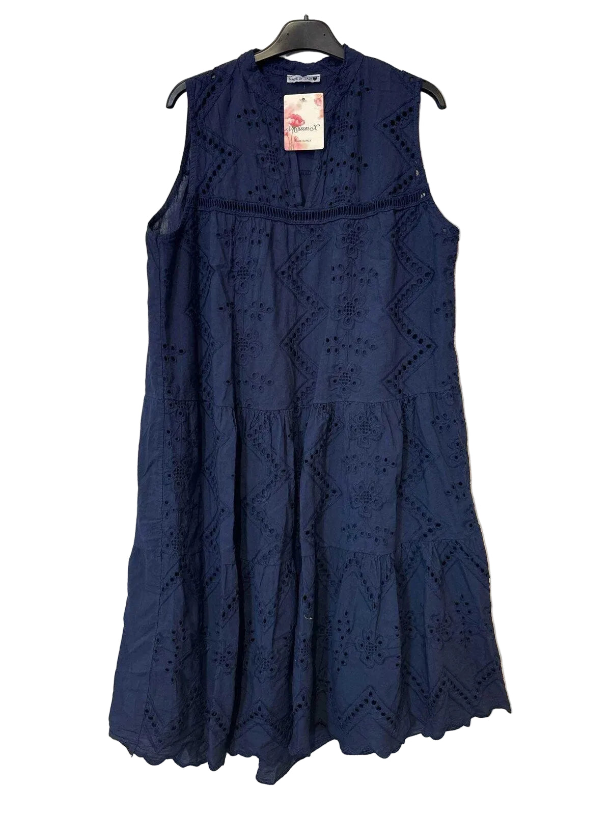 Navy blue dress with lace detailing