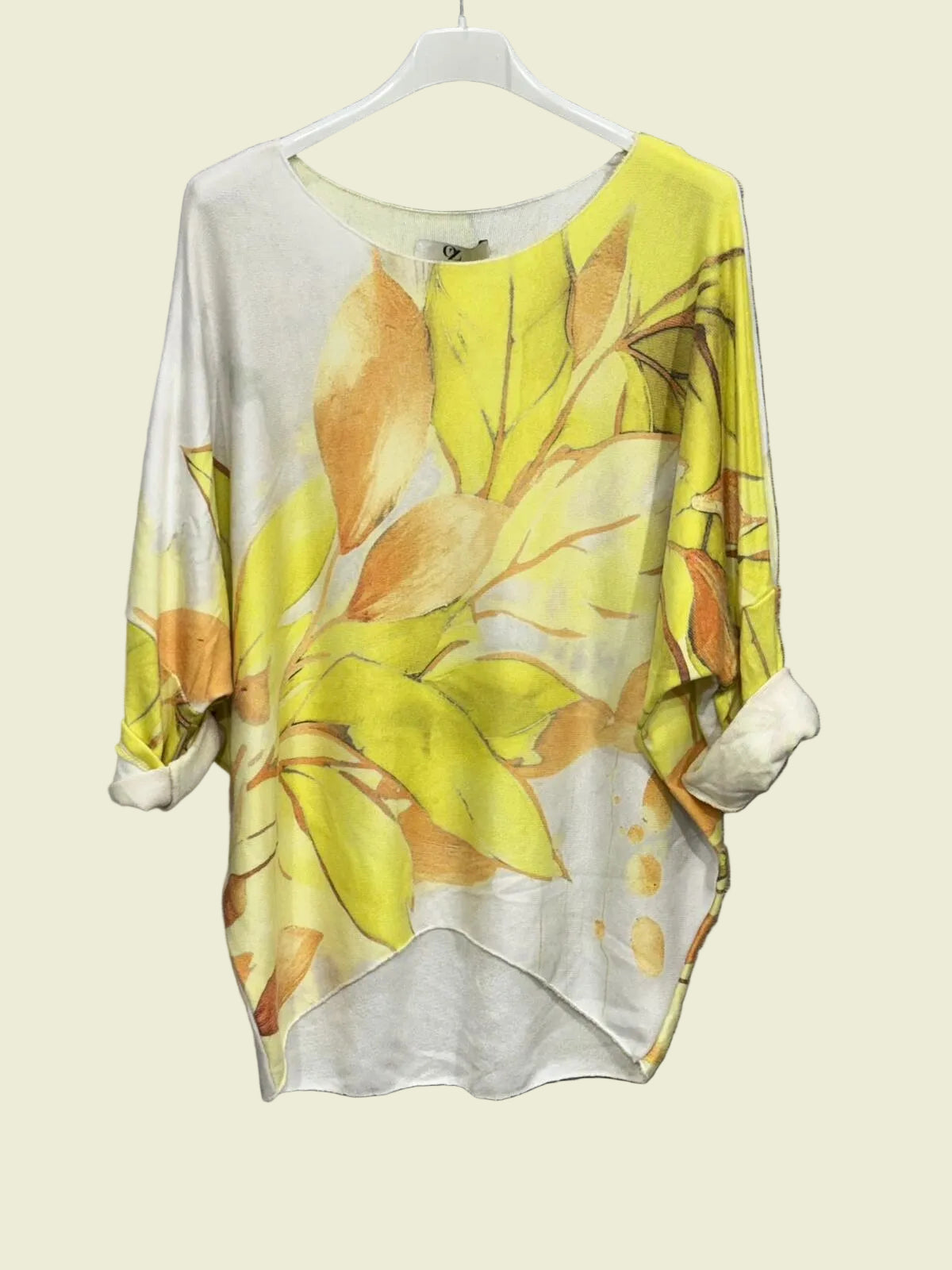 Floral print shirt on a hanger